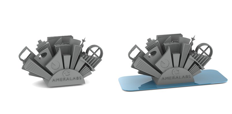 AmeraLabs SLA 3D printing with and without raft