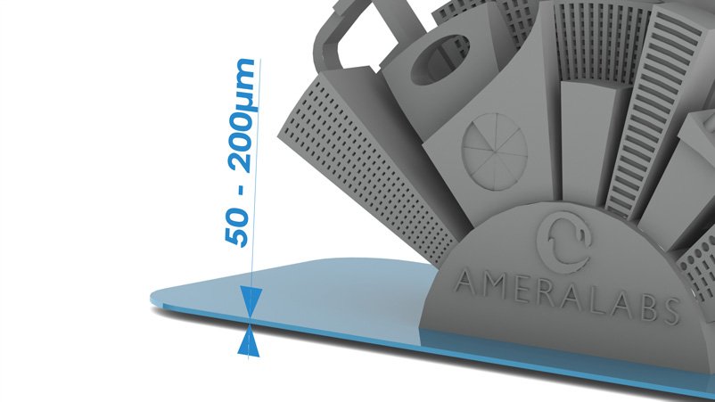 raft Height should be 50 - 200 microns