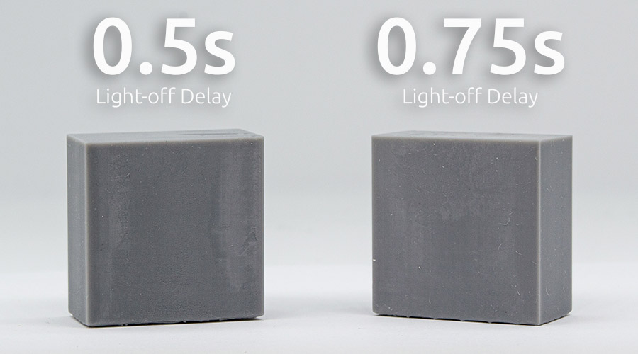 better surfaces with Light-off delay in resin 3D printing. No blooming