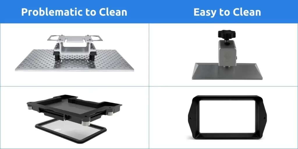 Easy to clean 3D printer parts vs difficult to clean 3D printer parts