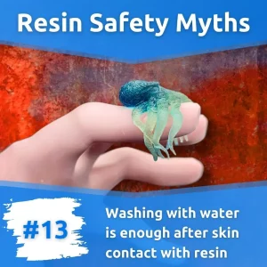 How do you clean resin spills on skin and stay safe?