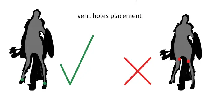 Vent holes placement