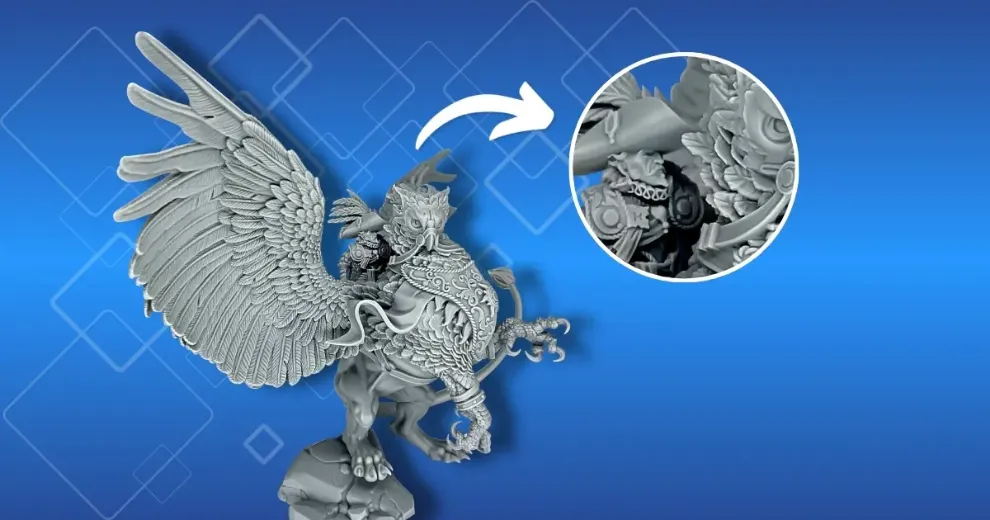 Detailed miniature printed with TGM-7 Tabletop Gaming Miniature Resin