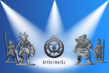 Aetherworks miniatures and logo