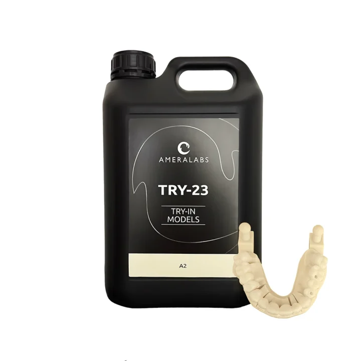 TRY-23 Try-in resin in A2 dental shade 5kg bottle with a model